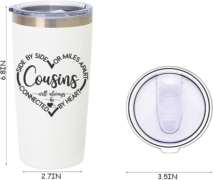 MFGNEH Cousin Gifts for Women Tumbler Mug,Birthday Gifts for Cousin Female,Cousins Christmas Gift for Women,Best Cousins Gift,20 oz Stainless Steel Insulated Travel Tumbler