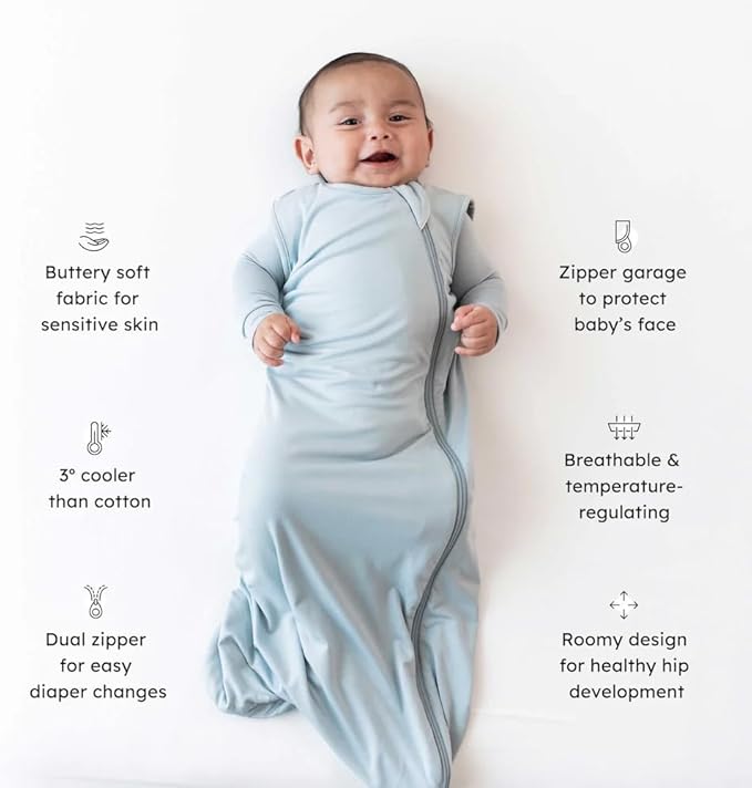 KYTE BABY Unisex Sleep Bag for Babies and Toddlers, 97% Rayon Made From Bamboo, 3% Spandex, 0.5 Tog (Small, Fog)