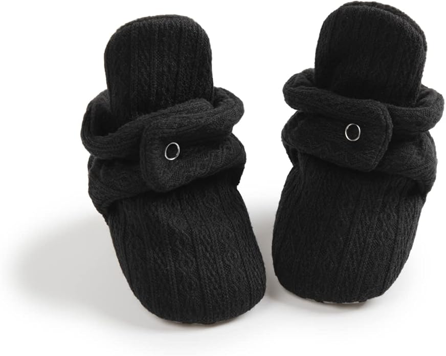 Sawimlgy Newborn Infant Baby Girl Boy Cotton Booties Stay On Sock Slippers Soft Bedroom Shoes Non-Skid Ankle Boots With Grippers Toddler Crib Warm Shoe First Walker Birthday Shower