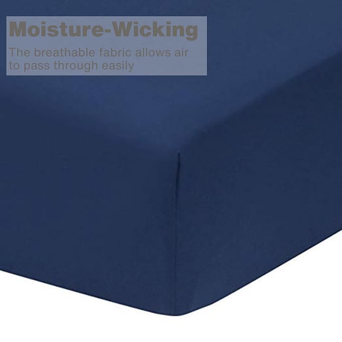 Everyday Kids Fitted Crib Sheet, 100% Soft Breathable Microfiber Baby Sheet, Fits Standard Size Crib Mattress 28in x 52in, Navy Nursery Sheet