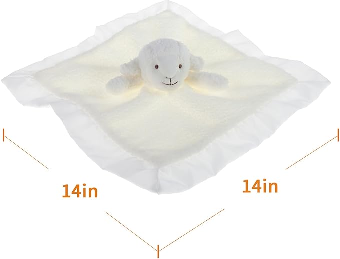 Apricot Lamb Stuffed Animals Soft Security Blanket White Lamb Infant Nursery Character Blanket Luxury Snuggler Plush(White Lamb, 14 Inches)