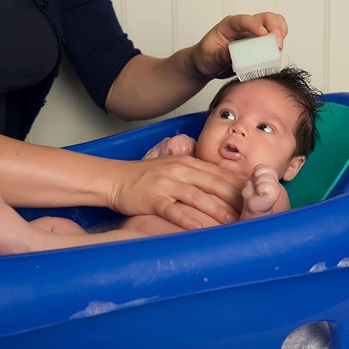 Loofah Sterilized Cradle Cap Brush - 3-pk Sterile and Safe 2 in 1, Baby Bath Sponge | for Treatment Time Puff, Multicolored