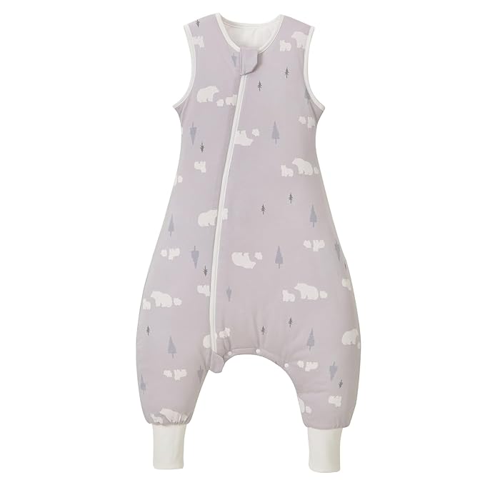 Super Soft Winter 2.5 TOG Sleep Sack with Feet, 100% Organic Cotton Warm Toddler Sleeping Sack with Legs, Bear, Size M
