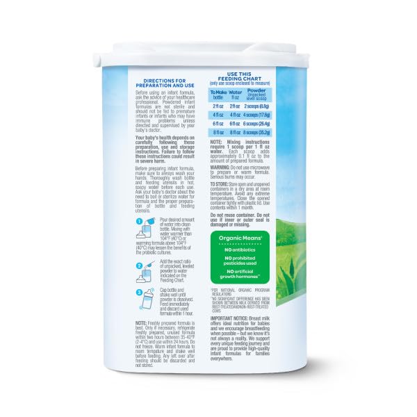 Happy Baby Organics Stage 2 Infant Formula, 6 12 Months, Milk Based Organic Baby Formula Powder with Iron, Probiotics & Prebiotics for Immune & Digestive Support, 22.9 Ounce (Pack of 1)