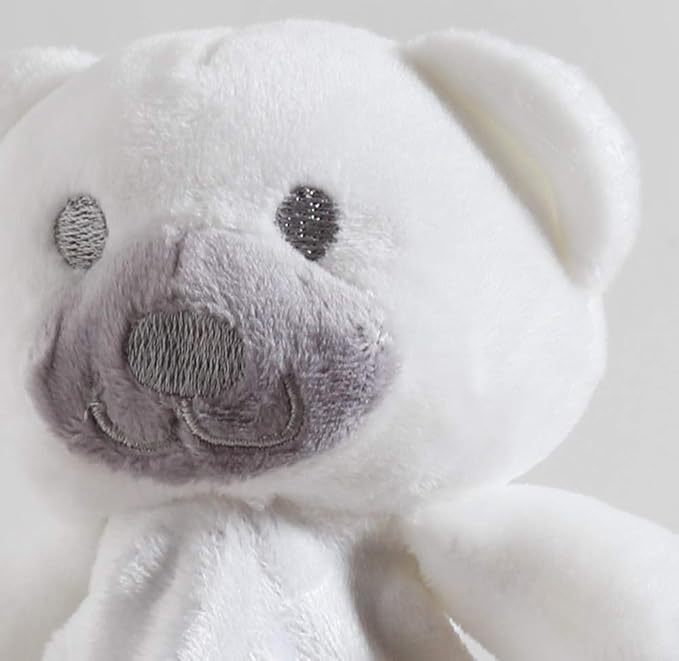 CREVENT Soft Cute Snuglling Toy Baby Security Blankies Unisex, Minky Dot Front + Sherpa Backing (White Bear)