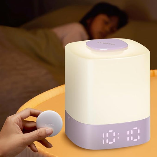 Lyridz LED Nursery Night Light with Clock, Portable Breastfeeding Night Lamp for Baby, Remote Control, 4000mAh Rechargeable Battery, Dimmable, 3 Color Temperature