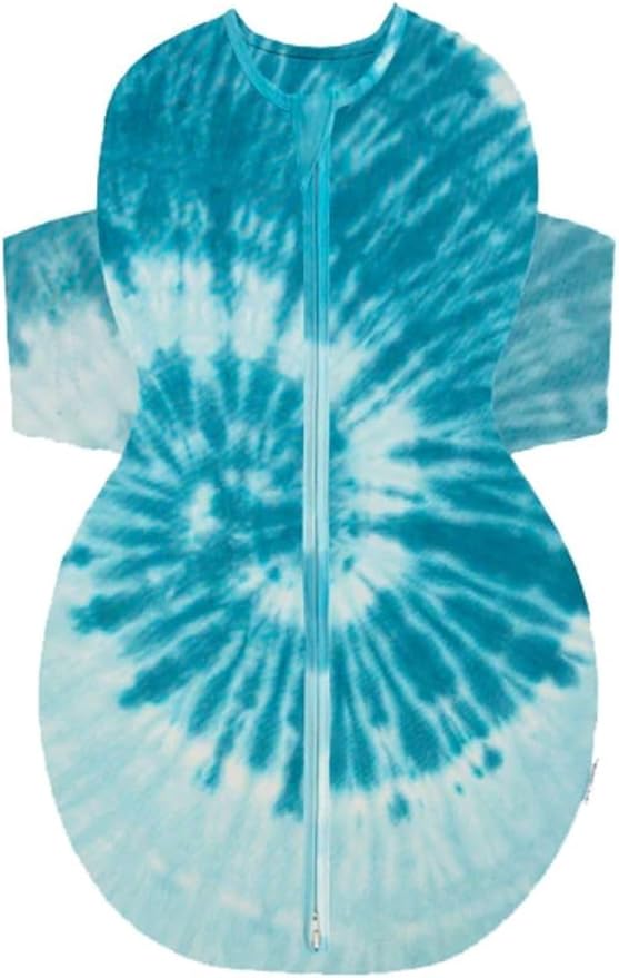 Happiest Baby SNOO Sleep Sack - 100% Organic Cotton Baby Swaddle Blanket - Doctor Designed Promotes Healthy Hip Development (Tie Dye Blue, X-Large)