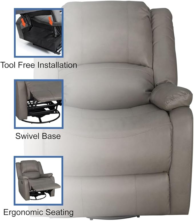 RecPro Charles Collection | 30" Swivel Glider RV Recliner | RV Living Room (Slideout) Chair | RV Furniture | Glider Chair (Putty, 2-Pack)