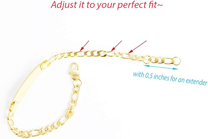 Tina&Co Personalized 18K Gold Plated Baby Name Bracelet Custom Bracelets for Kids Id Protection Bracelet Baptism for Girls