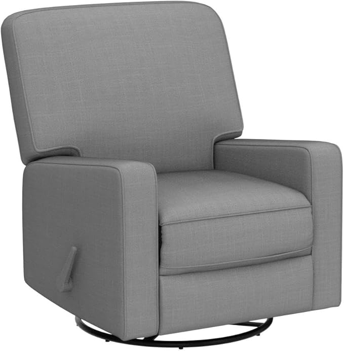 Harkawon Swivel Rocker Recliner Chair, Glider Rocker Recliner, Rocking Chair Nursery, Fabric Chair with High Back, Deep Seat, for Living Room, Bedroom (Dark Grey)