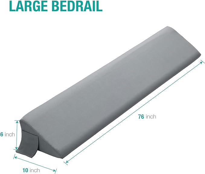 Vekkia King Bed Wedge Pillow for Headboard Gap/Bed Mattress Gap Filler Wedge,Bed Gap Filler Close Gap (0-6"),Stop Pillow Falling Down-Gray(76"x10"x6")
