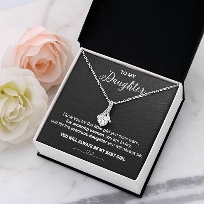 To My Daughter Gift Necklace From Dad or Mom - Badass Daughter Jewelry With Heartfelt Message & Elegant Box