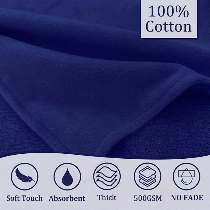 VOOVA & MOVAS Baby Hooded Bath Towel - 100% Cotton, 33x23.5 Inches,0-3Years, Super Absorbent Large Towel with Cute Elephant Ears Hood for Newborn, Baby, Toddler,Navy