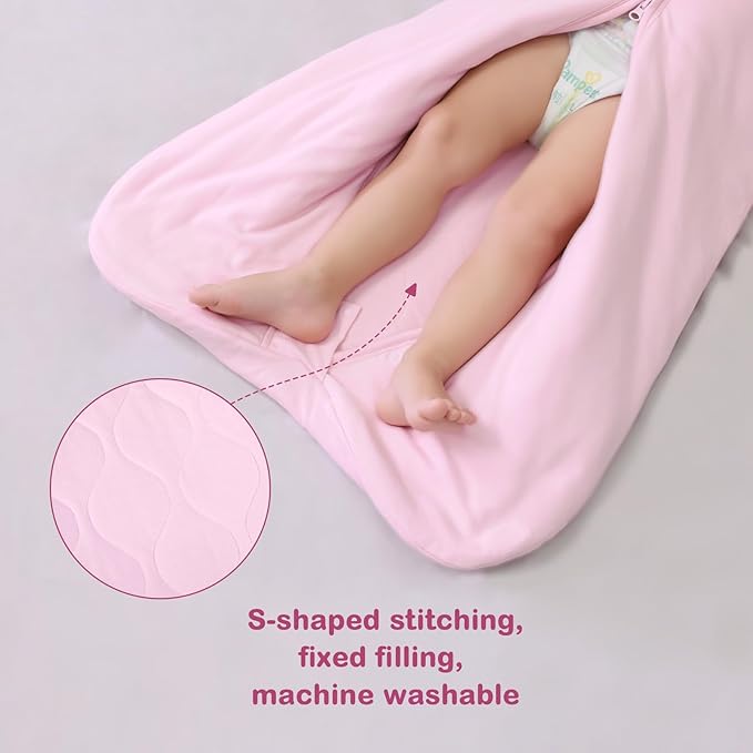 Mosebears Sleep Sack Baby Winter Wearable Blanket with 2-Way Zipper,2.5 TOG Cotton Sleep Sack Unisex (Blush, 6-12 Months)
