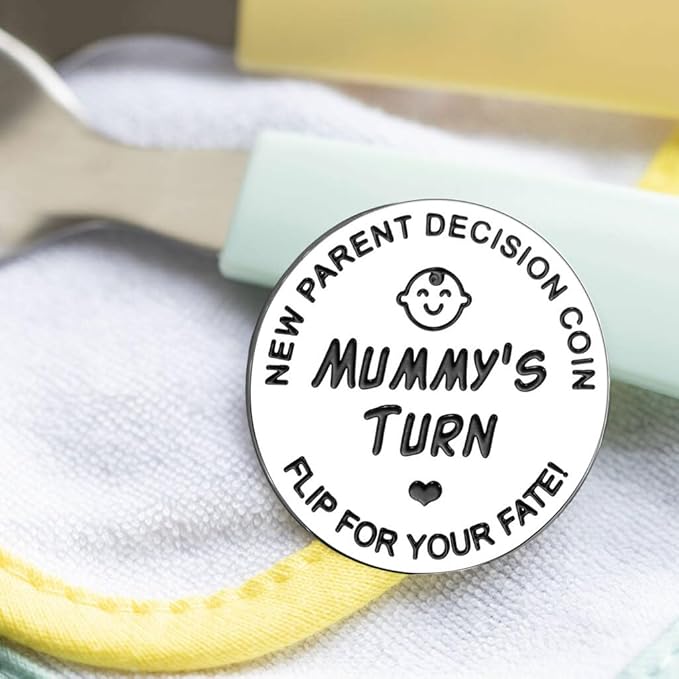 Fathers Day New Baby Gifts for Parents,Double-Sided Decision Coin Gift for New Mom & Dad,Funny Baby Shower Gifts for Couple,Gifts for Pregnant Women as Halloween Thanksgiving Christmas Gift,A-Silver