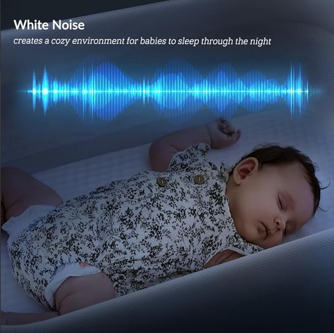 Rocking Bassinet for Baby 3 Speeds Electric Bedside Sleeper with White Noise, Automatic Bedside Crib for Newborn, Brownish-Yellow