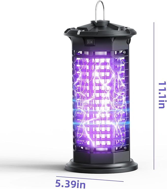 Bug Zapper Outdoor,Fly Traps for Indoors,4200V High Powered Mosquito Repellent Outdoor Patio, with Switch 15W Light Mosquito Zapper for Indoor, Kitchen, Patio, Backyard and More (Black)