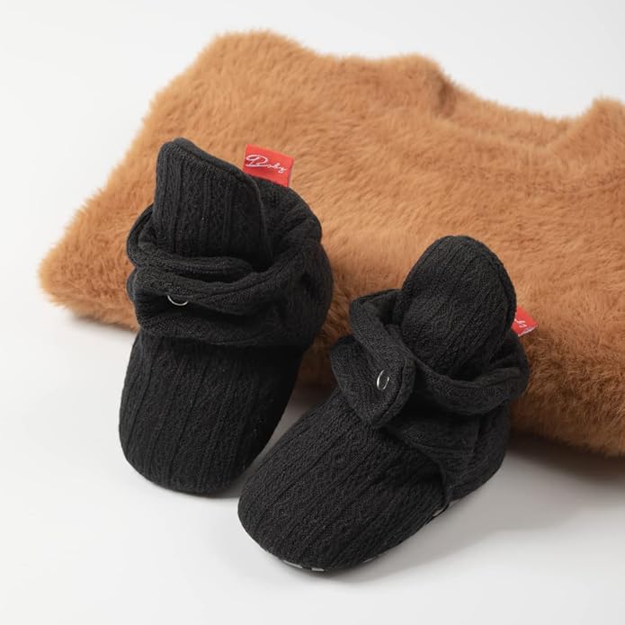 Sawimlgy Newborn Infant Baby Girl Boy Cotton Booties Stay On Sock Slippers Soft Bedroom Shoes Non-Skid Ankle Boots With Grippers Toddler Crib Warm Shoe First Walker Birthday Shower