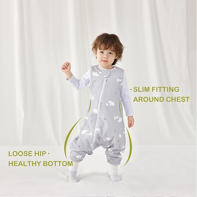 2 Pack Super Soft 0.5 TOG Sleep Sack with Legs, 100% Organic Cotton Side Open Toddler Sleep Sack with Feet, Foliage & Cactus, Size M