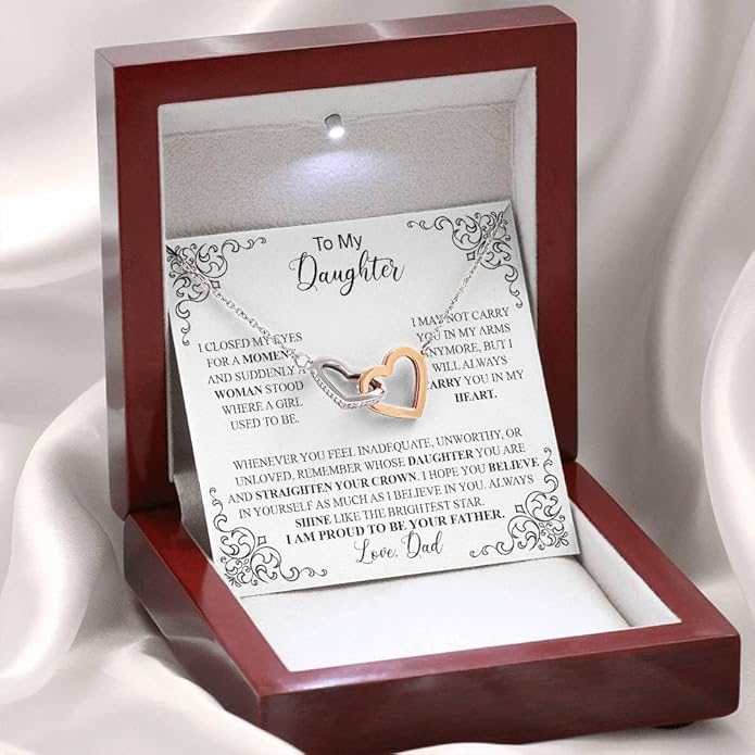 To My Daughter Gift Necklace From Dad or Mom - Badass Daughter Jewelry With Heartfelt Message & Elegant Box