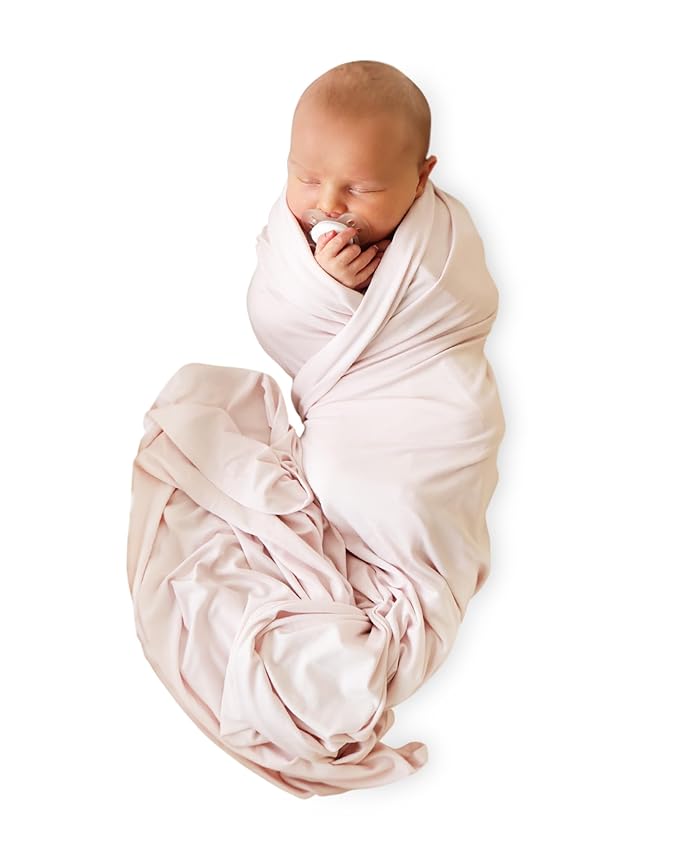Caden Lane Baby Swaddle & Receiving Blanket, Soft, Breathable & Temperature-Regulating Bamboo Viscose Fabric for Swaddling Newborns, Gender Neutral Infant Blanket for Boys & Girls, Pale Pink