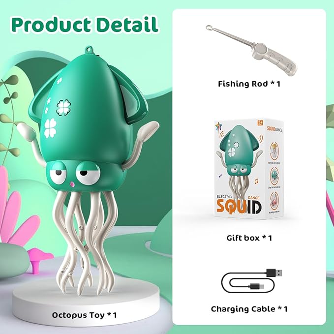 Magic Dancing Octopus Toy - Smart Obstacle-Dodging Robot with LED Light Show & Music, USB Rechargeable Tummy Time Squid Toy for Babies | Electric Crawling Octopus | Interactive Gift for Kids 3+