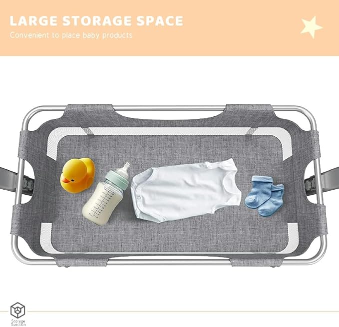 Baby Bassinets Bedside Sleeper, 3 in 1 Baby Bassinet, Adjustable Easy Folding Portable Bed, with Mosquito Nets, Large Storage Bag, Comfortable Mattresses, for Infant/Baby/Newborn (Gray)