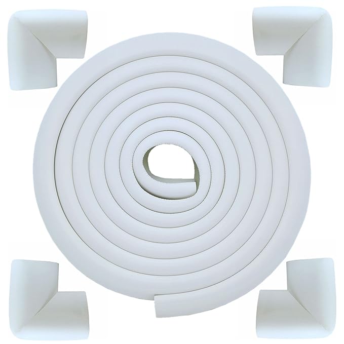 M2cbridge L Shape Extra Thick Furniture Table Edge Protectors Foam Baby Safety Bumper Guard (Off White(13.1ft Edge + 4 Corners))