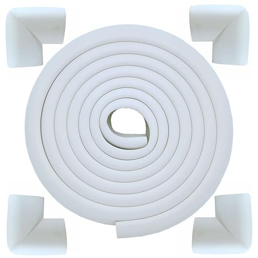 M2cbridge L Shape Extra Thick Furniture Table Edge Protectors Foam Baby Safety Bumper Guard (Off White(13.1ft Edge + 4 Corners))