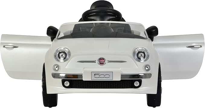 Best Ride On Cars Fiat 500 Push Car, with Stroller, Adjustable Footrest and Handle, Horn, Music, Stable Wheels, For Kids Aged 2-3 Years, 37 x 19 x 12 inches, Large, White