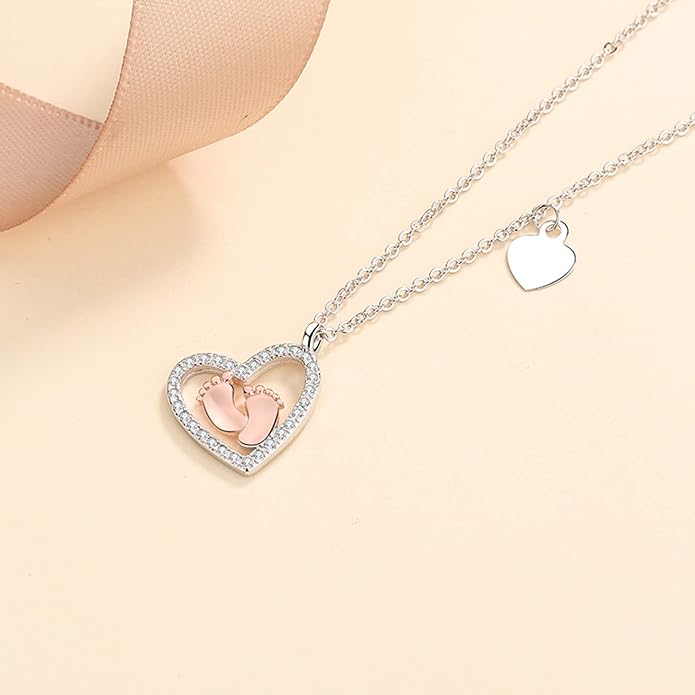 Baby Feet Jewelry Necklace, Mommy To Be Gifts For 1st Time Mom, To My Mommy Necklace Baby Bump, Gifts For Pregnant Women Mom To Be