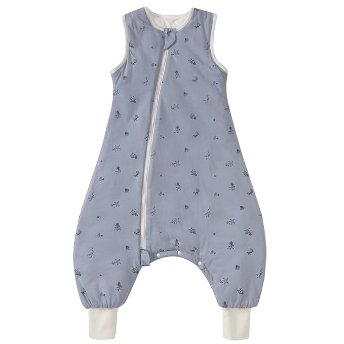 Super Soft Winter 2.5 TOG Sleep Sack with Feet, 100% Organic Cotton Warm Toddler Sleeping Sack with Legs, Ocean, Size M