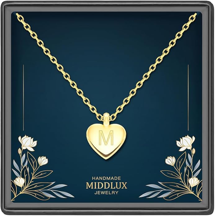 Unique Personalized Gifts for Her, Initial Necklaces for Women, Letter Double Side Engraved Disc/Heart Pendant Necklace, Minimalism Style Jewelry for Everyday Wear