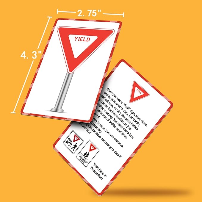 100 Road Sign Flash Cards with Cheat Sheet Color-Coded Detailed Explanation Safe Driving Tips Relevant Road Signs USA