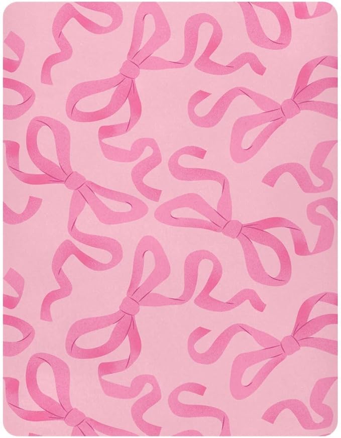 Pink Bow on Light Crib Sheets for Neutral Bassinet Play Sheets,Sheets Toddler Bed Sheets for Baby Boys Girs 39 * 27 * 5in