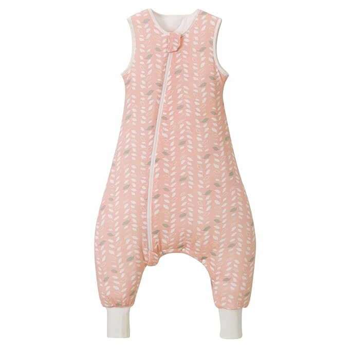 Super Soft Winter 2.5 TOG Sleep Sack with Feet, 100% Organic Cotton Warm Toddler Sleeping Sack with Legs, Feather, Size M