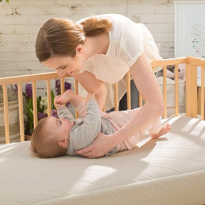 Naturepedic Organic 2-Stage Baby Crib Mattress - Lightweight Infant & Toddler Bed - Ultra Breathable Waterproof Pad - Standard Size