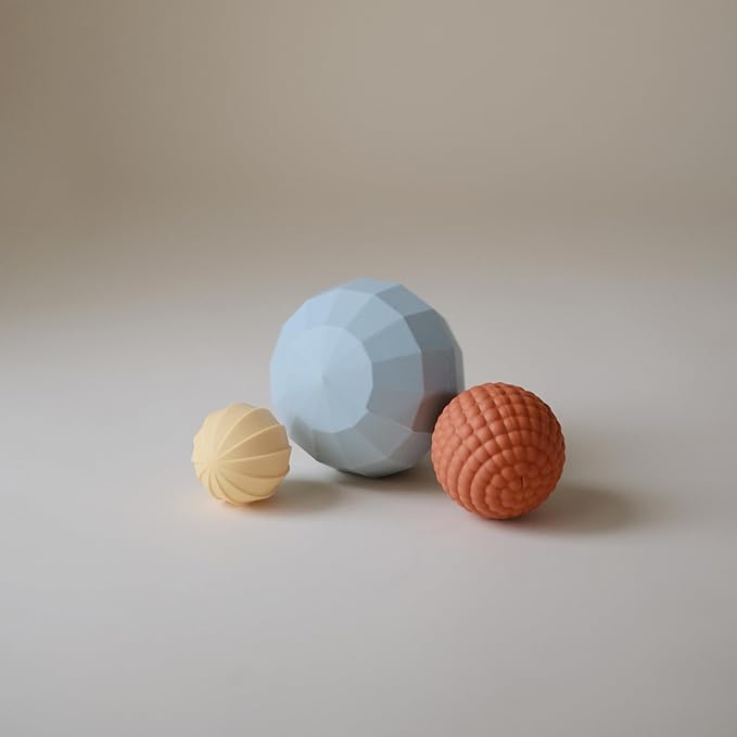 mushie Silicone Nesting Spheres Sensory Toy (Powder Blue) | Pack of 3
