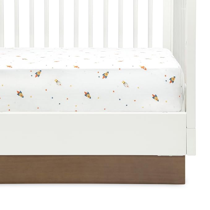 Delta Children Fitted Crib Sheets for Girls and Boys - Crib Sheet for Standard Crib and Toddler Mattresses - 28x52 Inch (Pack of 3), Space Exploration