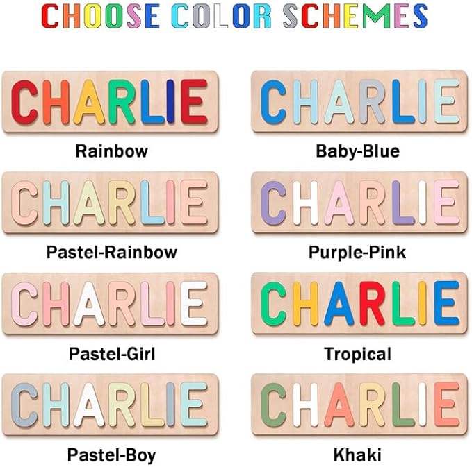 Name Puzzles for Toddlers 1-3, Personalized Wooden Name Puzzle, Custom Baby Birthday, Baby Montessori Learning Toys for 1-3 Year Old
