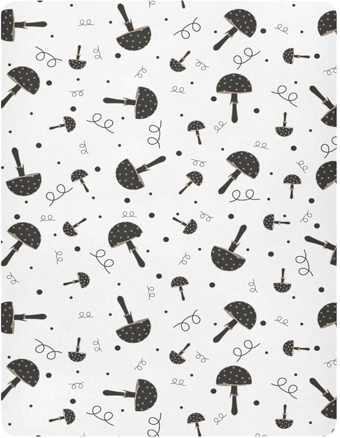 Gothic Mushroom Crib Sheets for Neutral Bassinet Play Sheets,Sheets Toddler Bed Sheets for Baby Boys Girs 39 * 27 * 5in