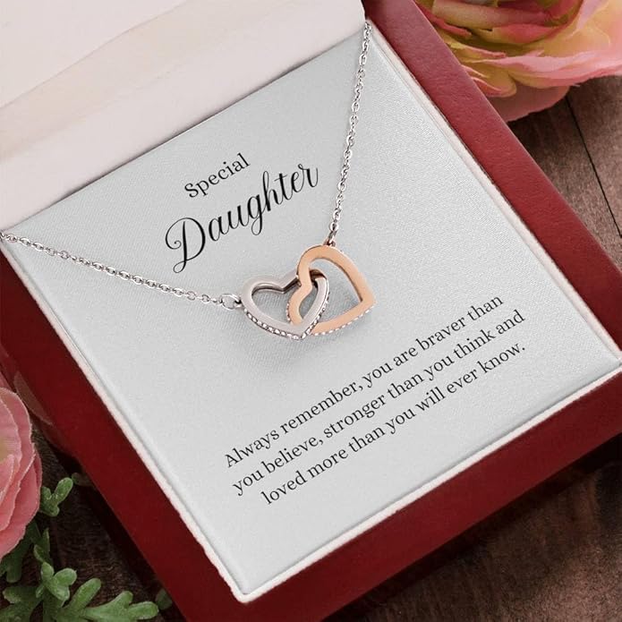 To My Daughter Gift Necklace From Dad or Mom - Badass Daughter Jewelry With Heartfelt Message & Elegant Box