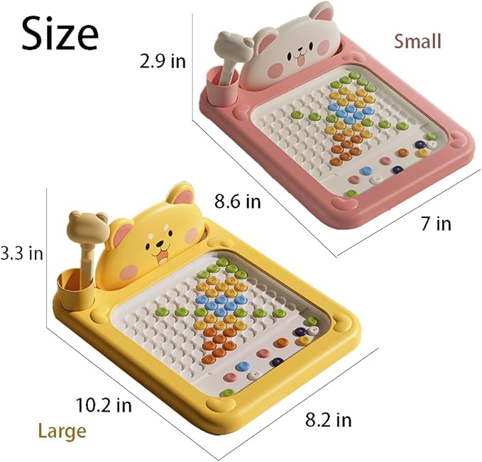 Cartoon Magnetic Drawing Board, Shiba Bear Dot Art Design, ABS Cartoon, Interactive Bead Pen Art with Pattern Guide, Durable Travel, Home Creative Board for Little Artist (Large Shiba)