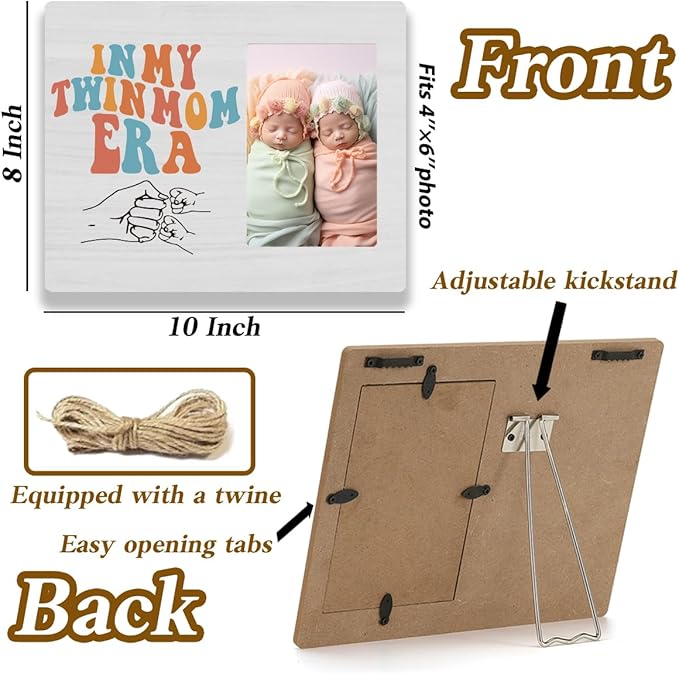 Twins Picture Frames Baby Items Twin Boys Girls Gifts For Mom Twice in My Twin Mom Era Signs Photo Frame Table Desk Decor for Home Livingroom Bedroom Tabletop DisplayFrame