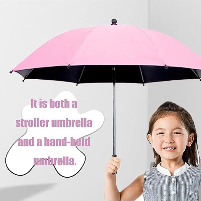 Convenient and Lightweight, Clip-On, Adjustable Steering, Universal, Umbrella Baby Stroller, Stroller Umbrella Attachment for Sun Protection