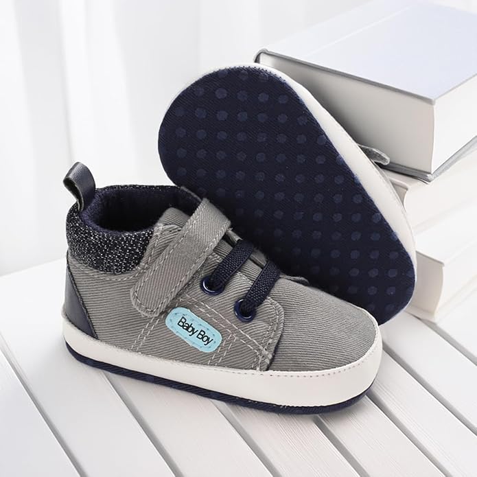 CENCIRILY Baby Boys Girls High Top Sneakers Soft Soles Anti Skid Infant Ankle Shoes Toddler Prewalker First Walking Crib Shoes