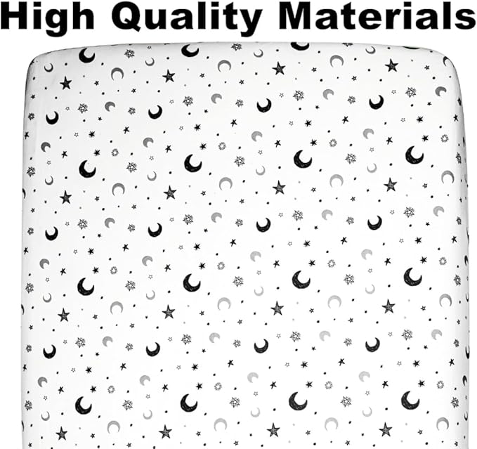 4 Pack Crib Sheets Star and Moon Neutral Unisex Baby Mattress Cover Fitted Crib Sheets Set for Baby Boys or Girls Moon