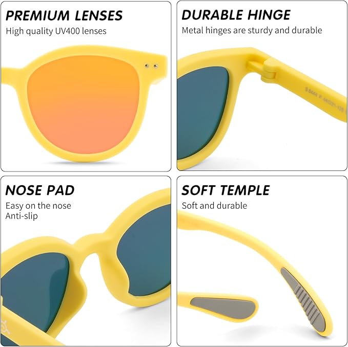 EYEBUDDY Kids Sunglasses for Boys Girls Age 2-8 Polarized UV Protection Toddler Children Sun Glasses Pack of 2
