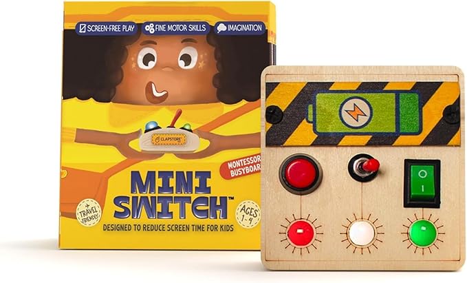 Toys Busy Board Spark Switch & Mini Switch Combo, Sensory Montessori Toy for Toddlers 1-6 Years, Soft Lighting for Hand-Eye Coordination, Educational Travel Toy for Boys & Girls