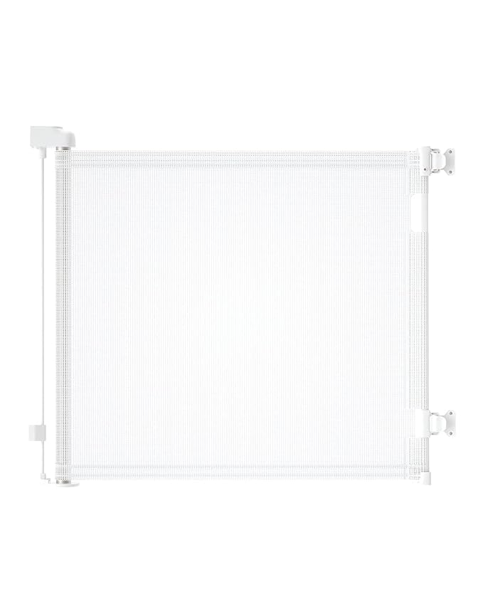 Retractable Baby Gate for Doorways and Stairs, Mesh Safety Gate for Pet, Indoor & Outdoor Use, One-Hand Operation, Easy Installation, 33.6" Tall, Expands to 71" Wide(White,33.6"x71")